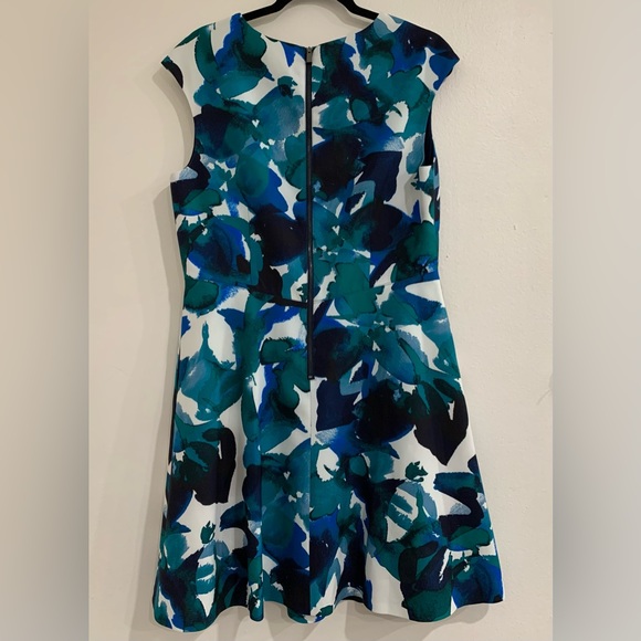 Vince Camuto Office Career Party Blue Green Watercolor Sleeveless Dress Plus 14 - Picture 9 of 9